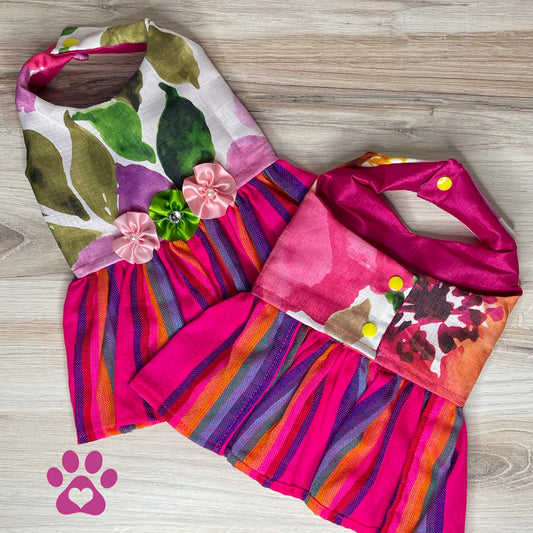 Robe pour chien de style mexicain - Halter Roses