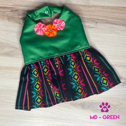 Mexican Style Dog Dress - Cambaya Halter Satin