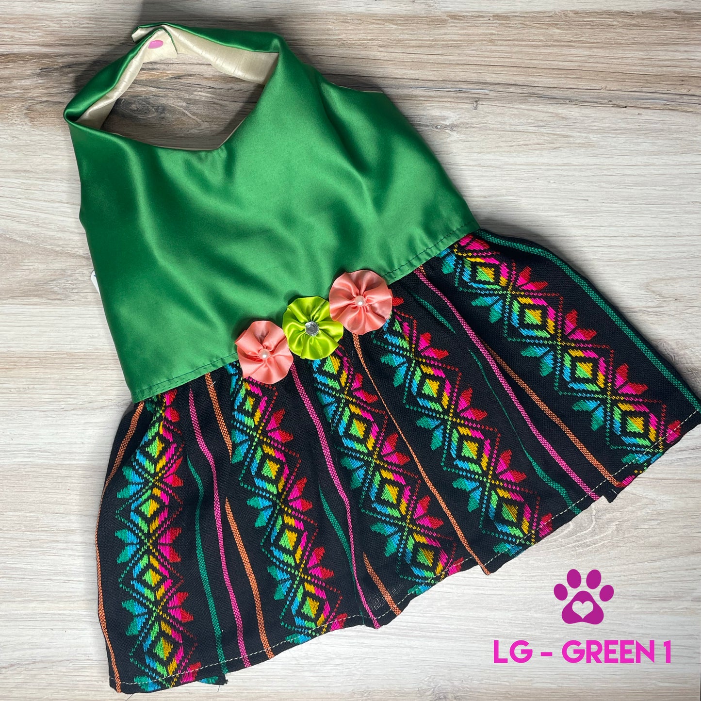 Mexican Style Dog Dress - Cambaya Halter Satin