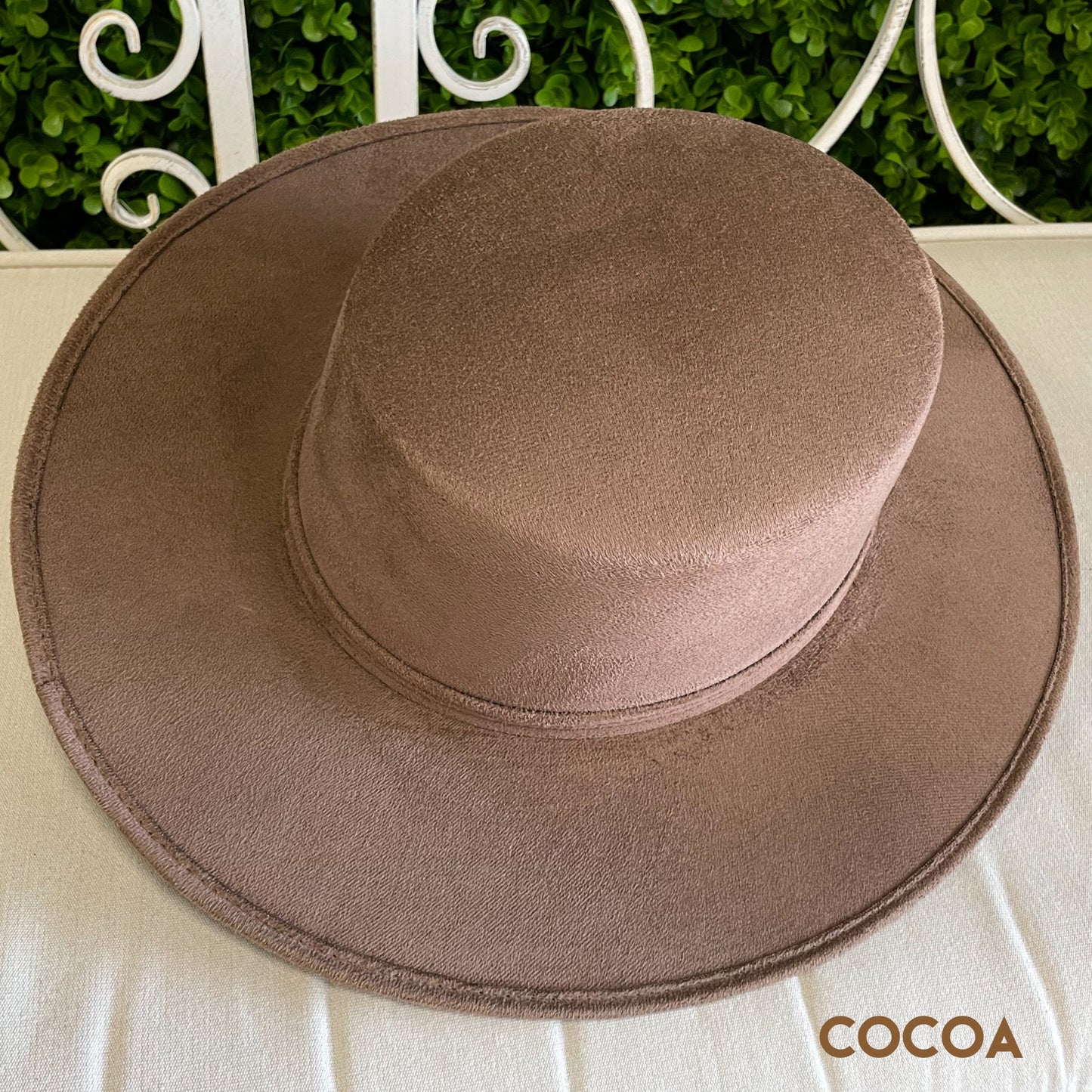 Boater Suede Hat for Women - Narrow Brim