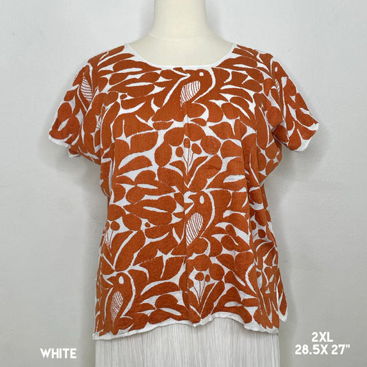 Burnt Orange Embroidered Blouse - Jalapa