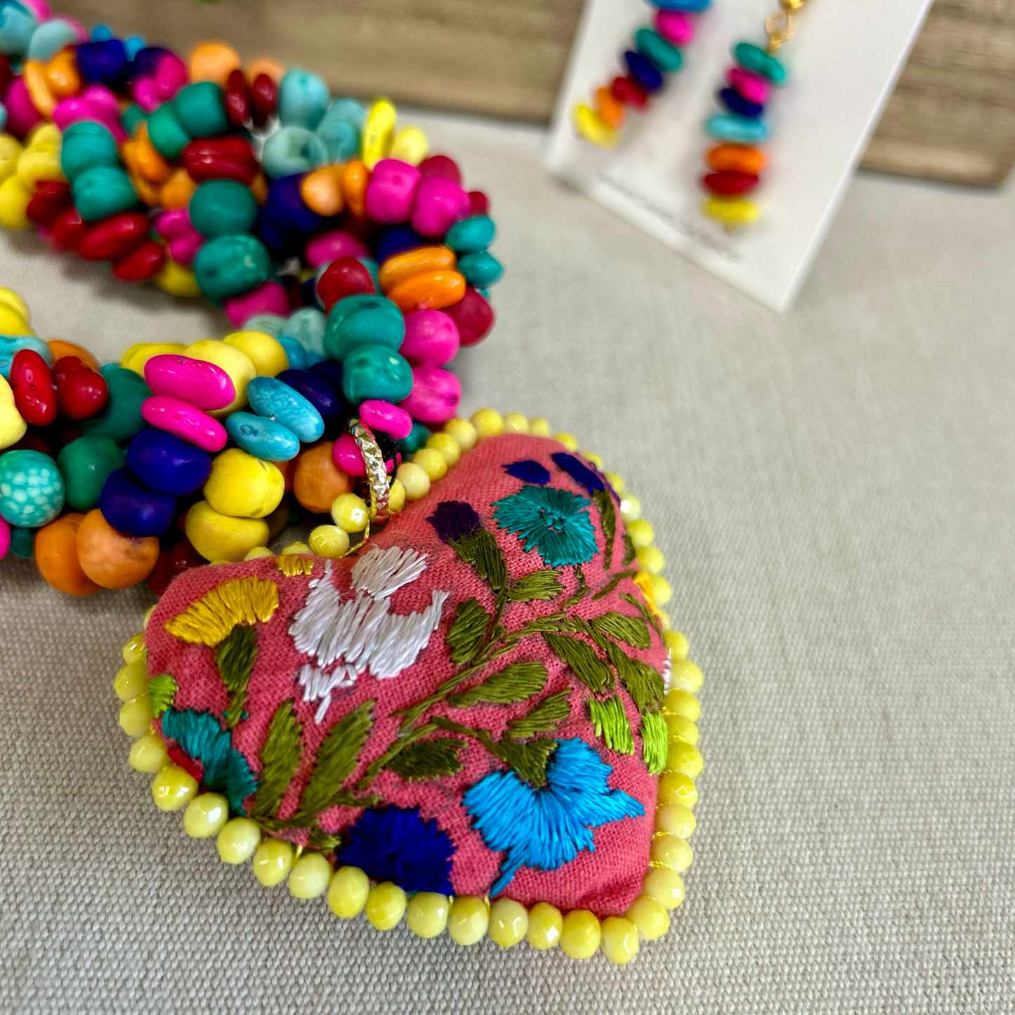 Mexican Seed Necklace San Antonino Heart