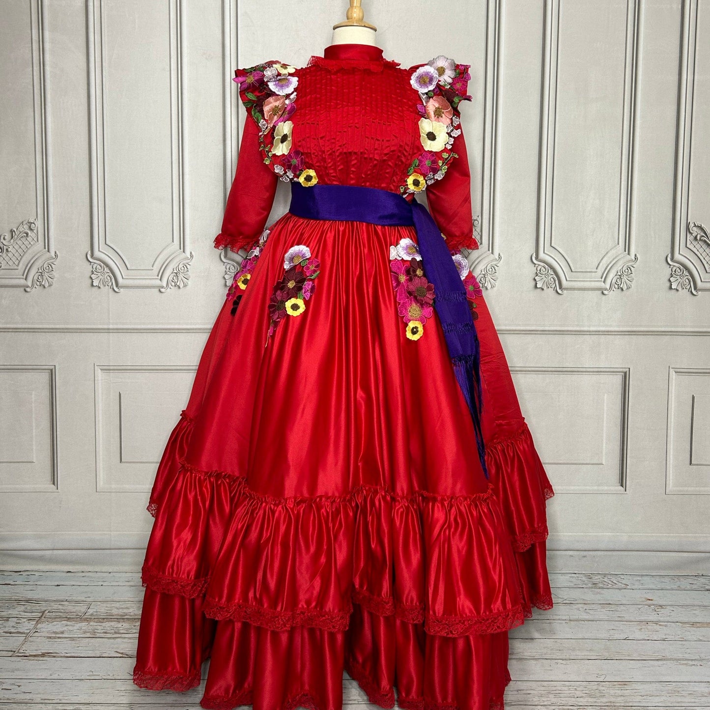 Adelita Escaramuza Charra Dress - 3D Fowers Adelita Escaramuza Charra Dress - 3D Fowers