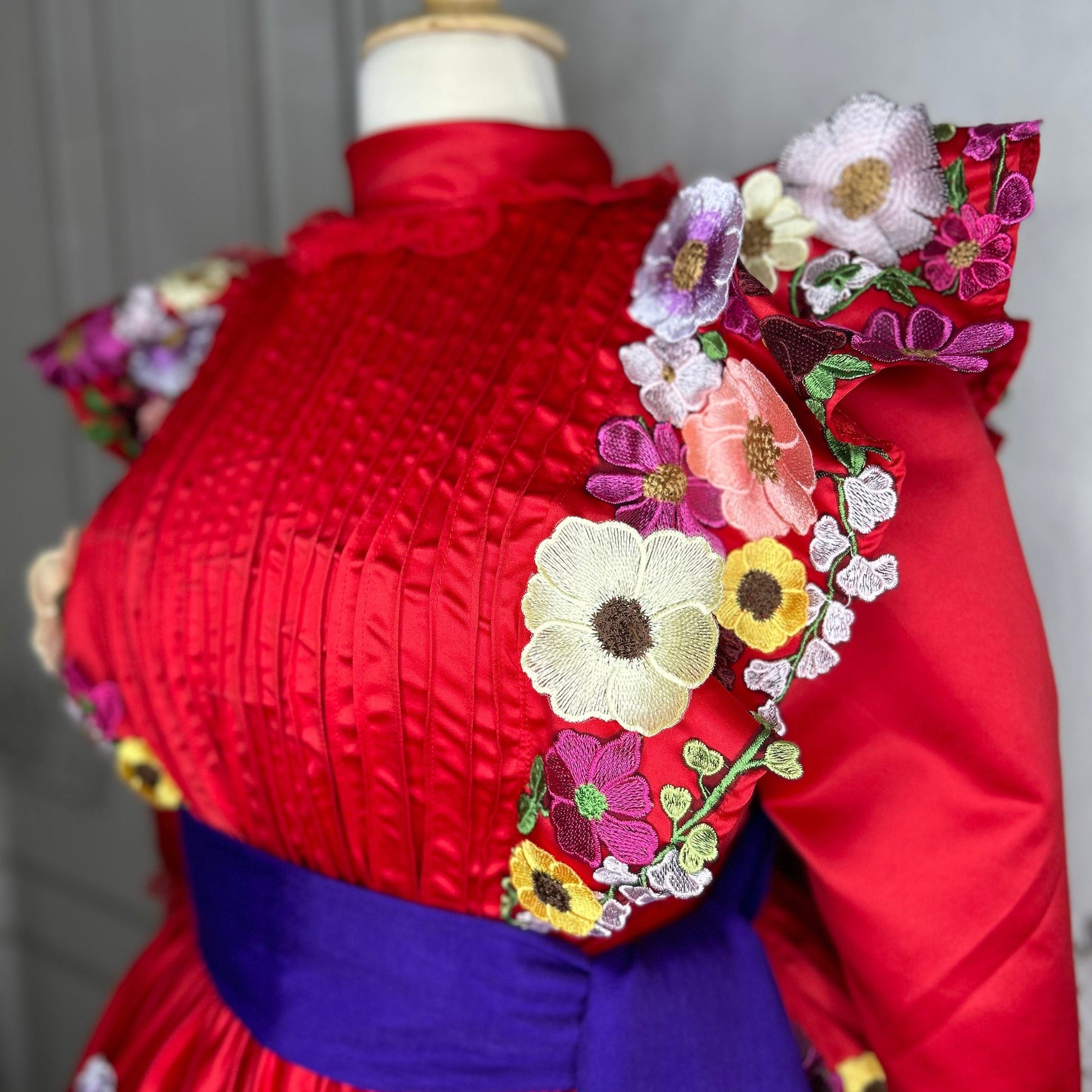 Adelita Escaramuza Charra Dress - 3D Fowers Adelita Escaramuza Charra Dress - 3D Fowers