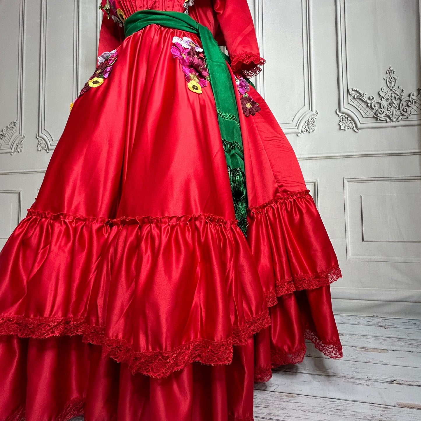 Adelita Escaramuza Charra Dress - 3D Fowers Adelita Escaramuza Charra Dress - 3D Fowers