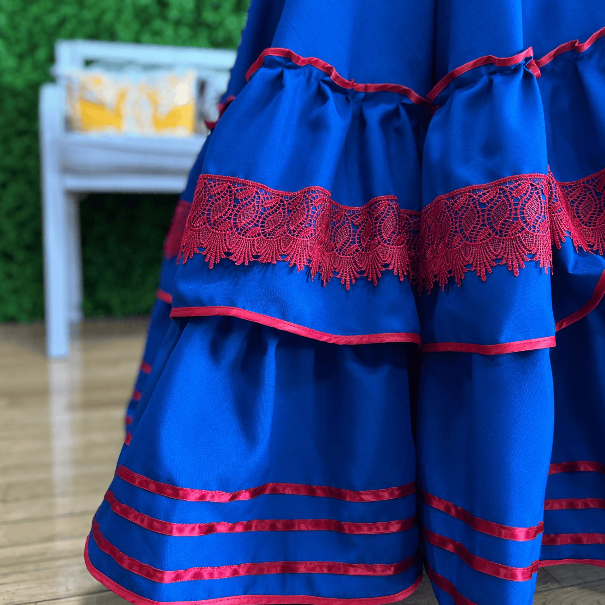 Adelita Escaramuza Charra Dress - Blue and Red Adelita Escaramuza Charra Dress - Blue and Red