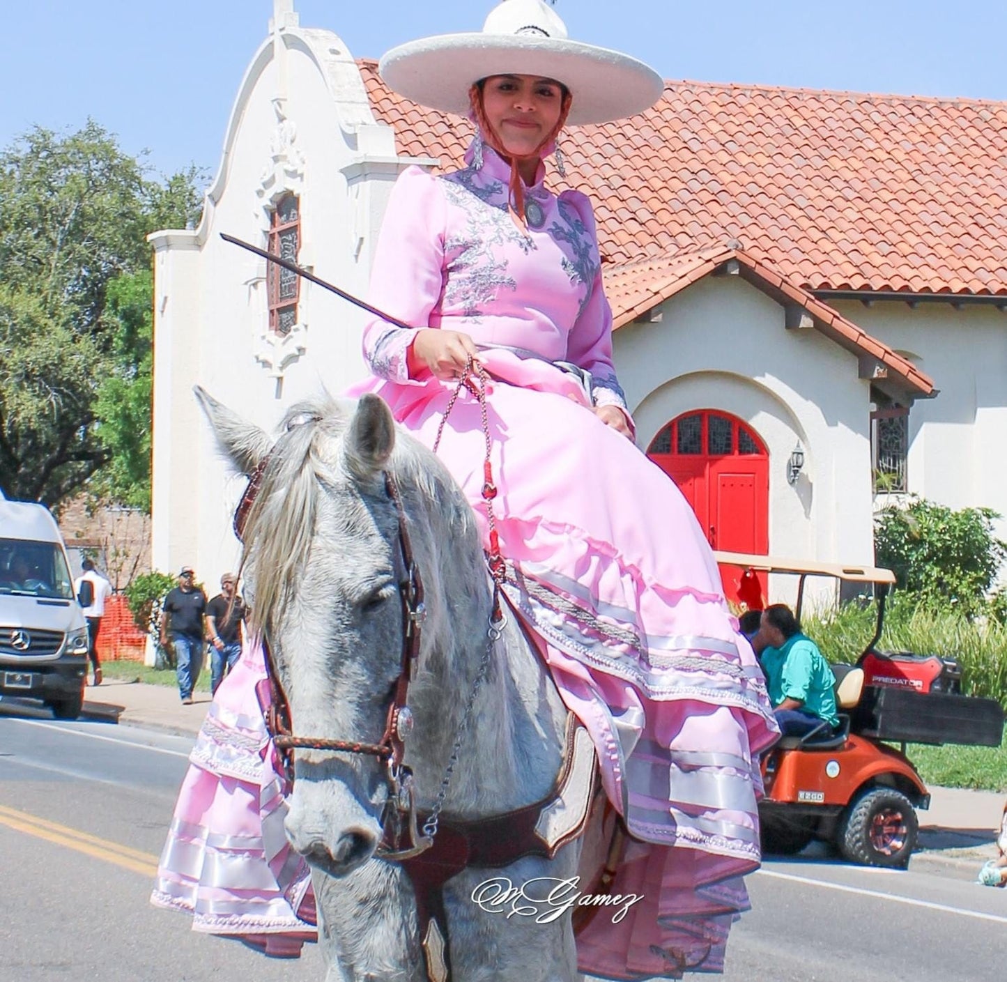 Adelita Escaramuza Charra Dress - Pink & Silver Adelita Escaramuza Charra Dress - Pink & Silver