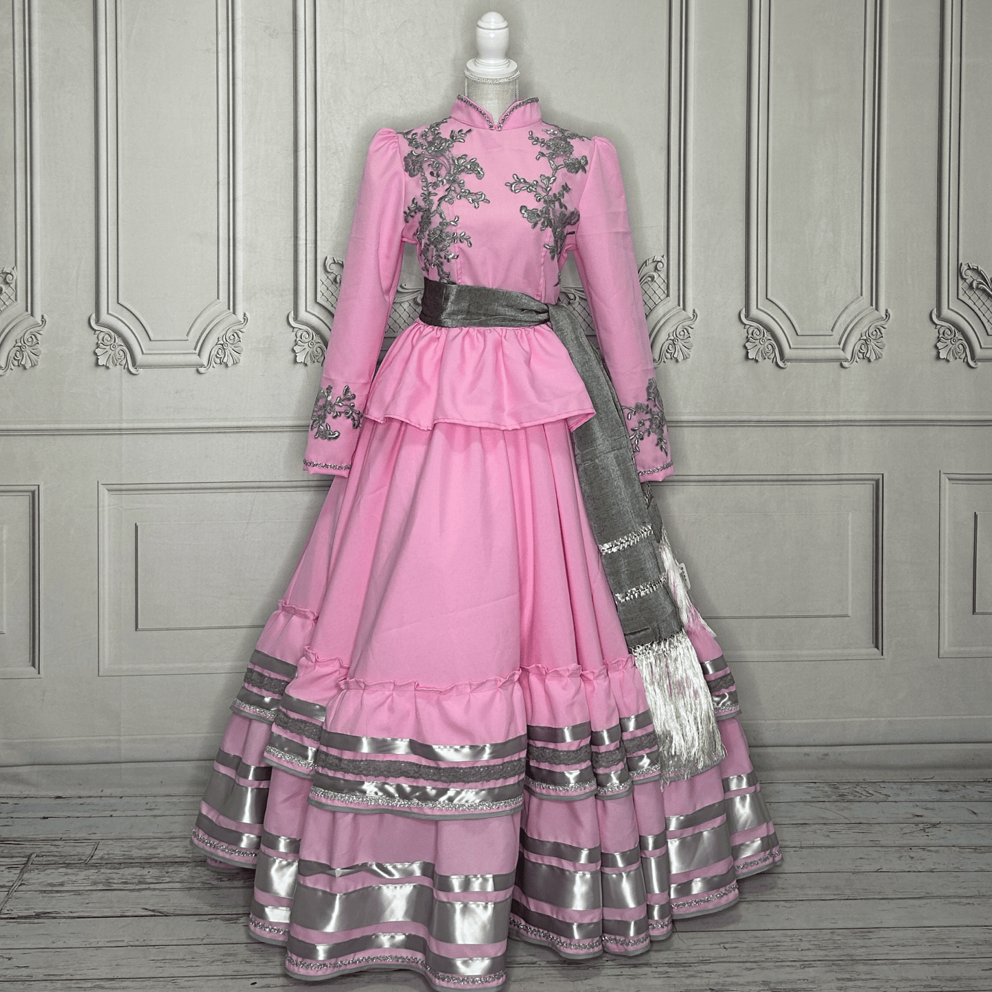 Adelita Escaramuza Charra Dress - Pink & Silver Adelita Escaramuza Charra Dress - Pink & Silver