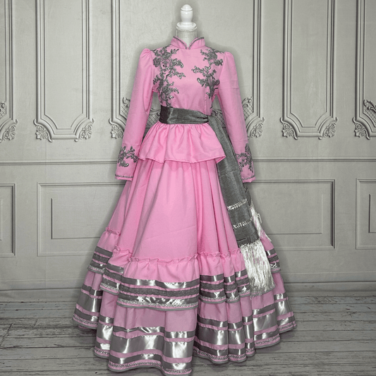 Adelita Escaramuza Charra Dress - Pink & Silver Adelita Escaramuza Charra Dress - Pink & Silver