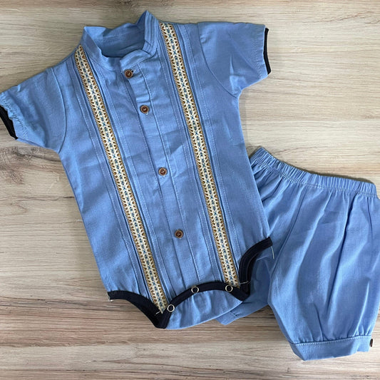 Baby Boy Guayabera Onesie with Shorts