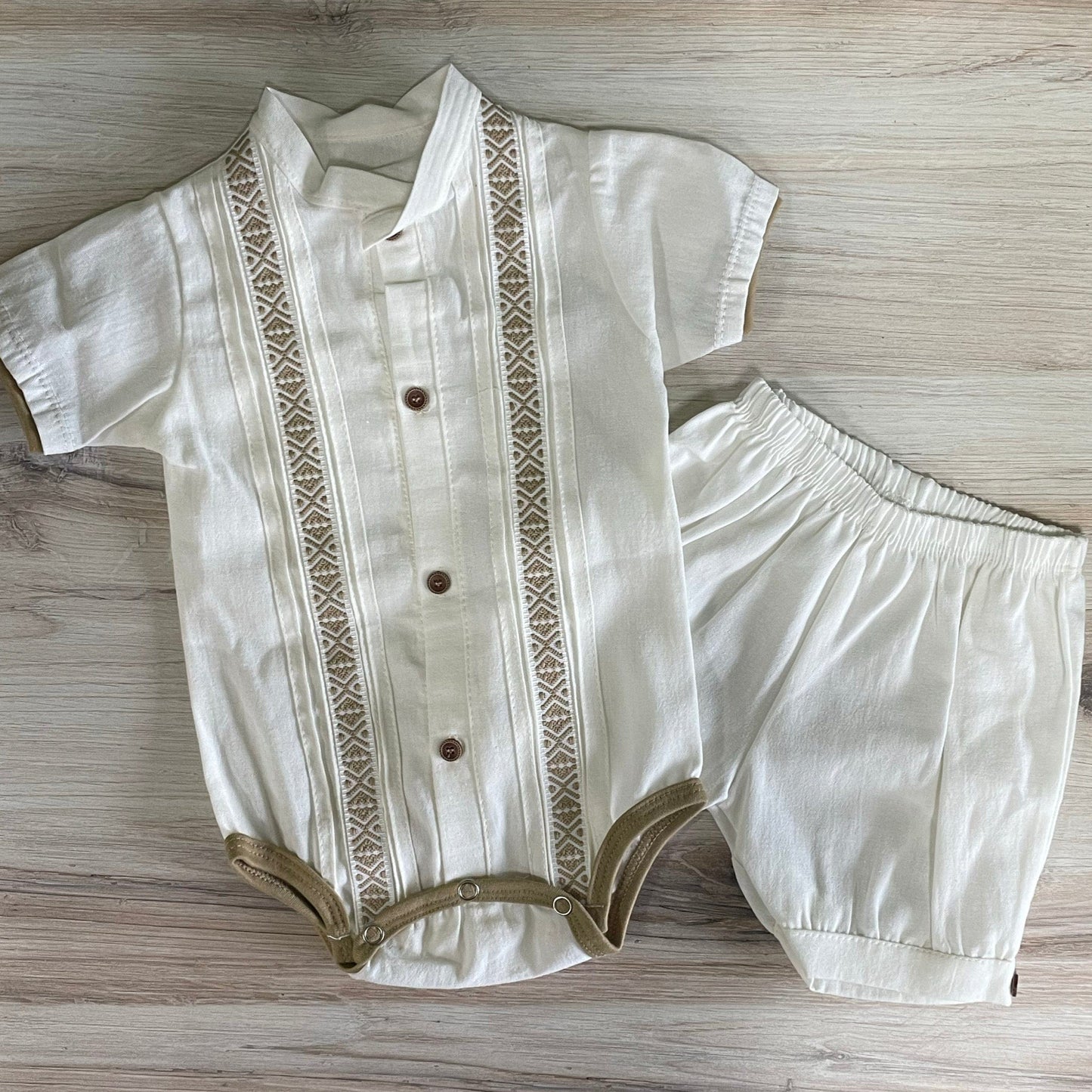 Baby Boy Guayabera Onesie with Shorts