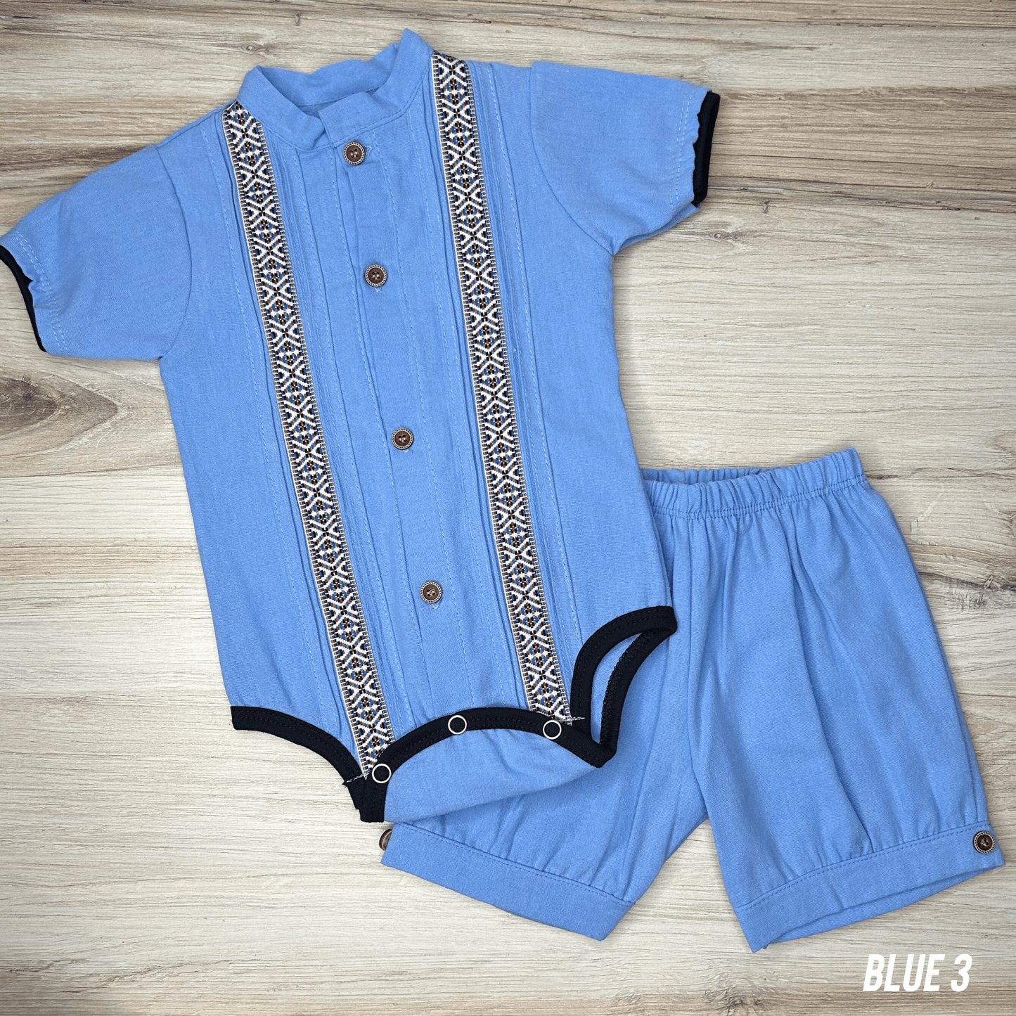 Baby Boy Guayabera Onesie with Shorts