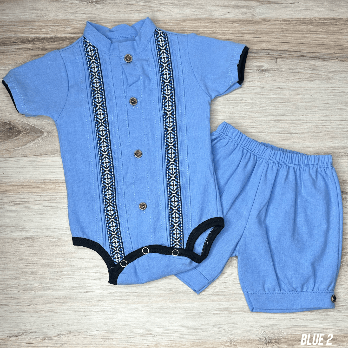 Baby Boy Guayabera Onesie with Shorts