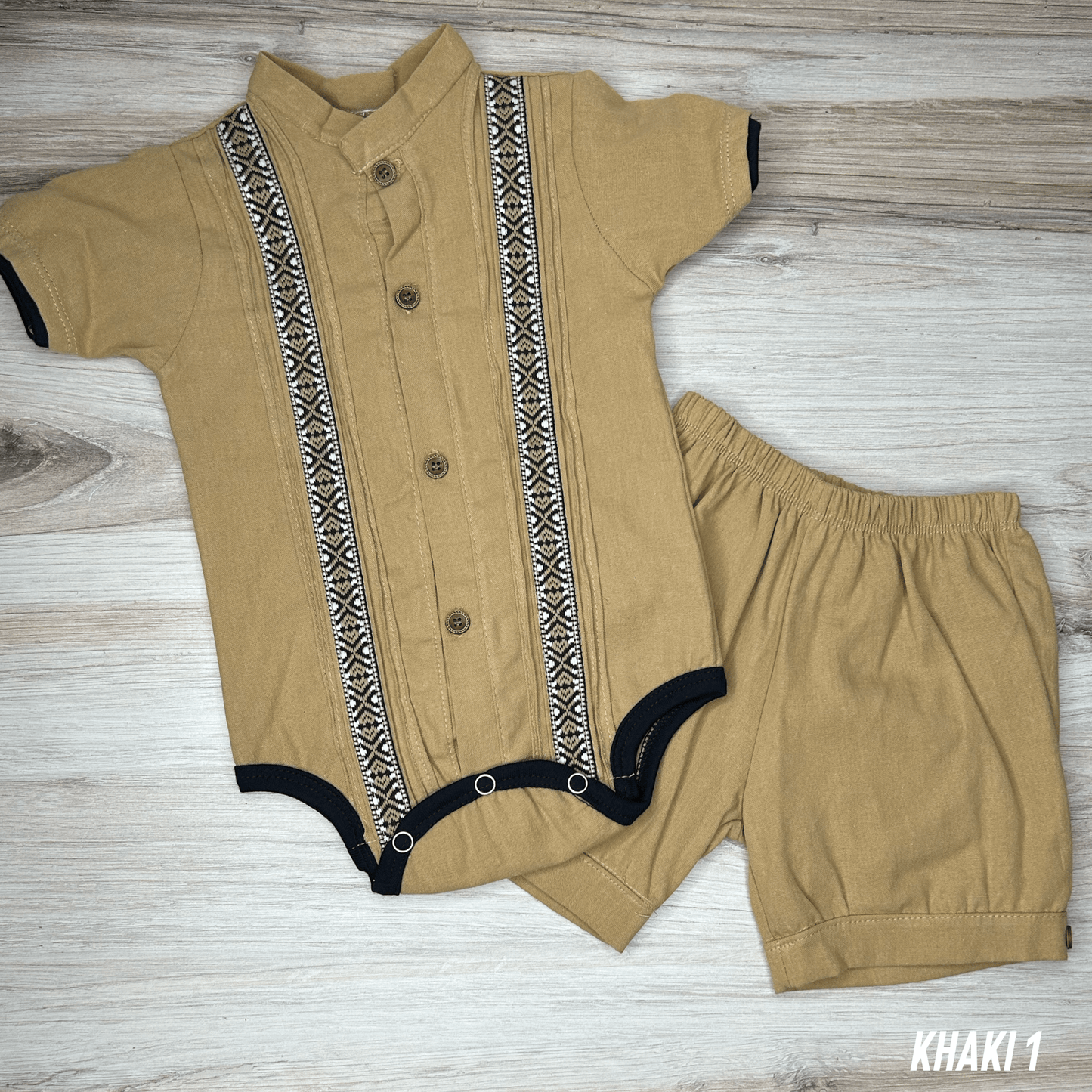 Baby Boy Guayabera Onesie with Shorts