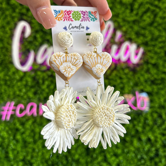 Big Bloom Hand Painted Heart Earrings Big Bloom Hand Painted Heart Earrings