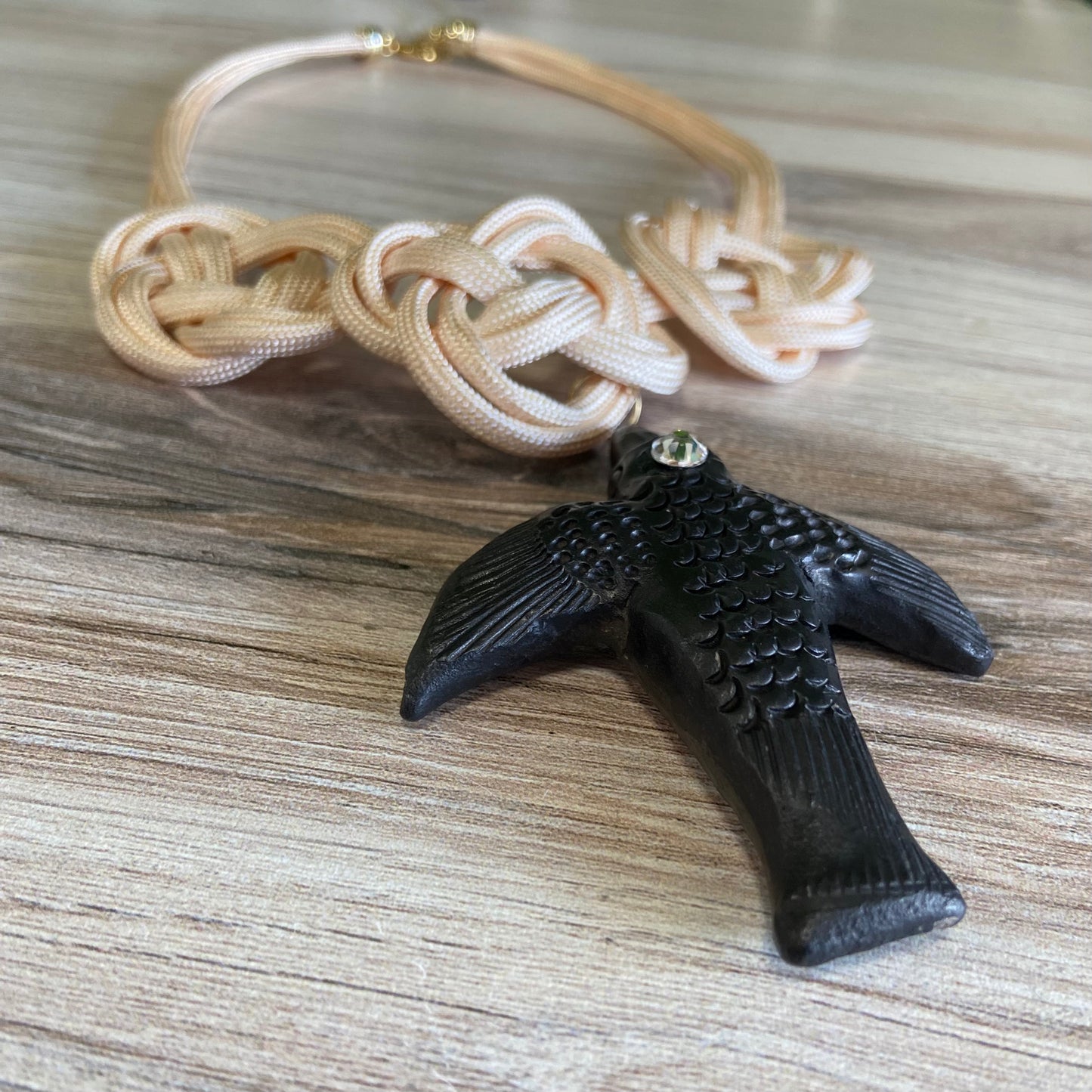 Black Clay Hummingbird Necklace - Nudos Black Clay Hummingbird Necklace - Nudos