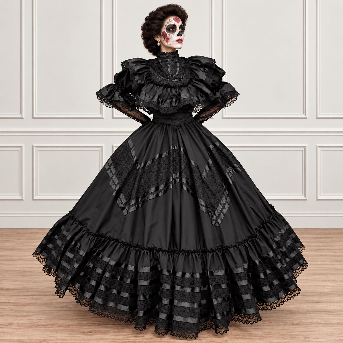 Black Jalisco Day of the Dead Dress - Child Black Jalisco Day of the Dead Dress - Child