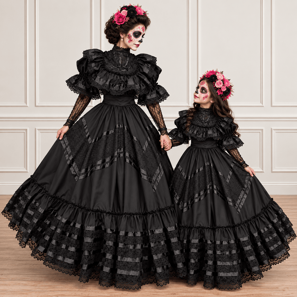 Black Jalisco Day of the Dead Dress - Child Black Jalisco Day of the Dead Dress - Child