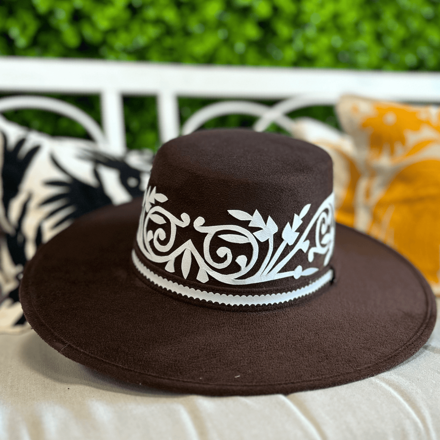 Boater Style Fedora Hat -Tamaulipeca Leather Detail Boater Style Fedora Hat -Tamaulipeca Leather Detail