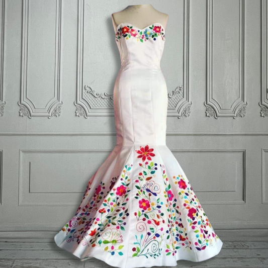 Embroidered Mexican Wedding Dress - Margarita