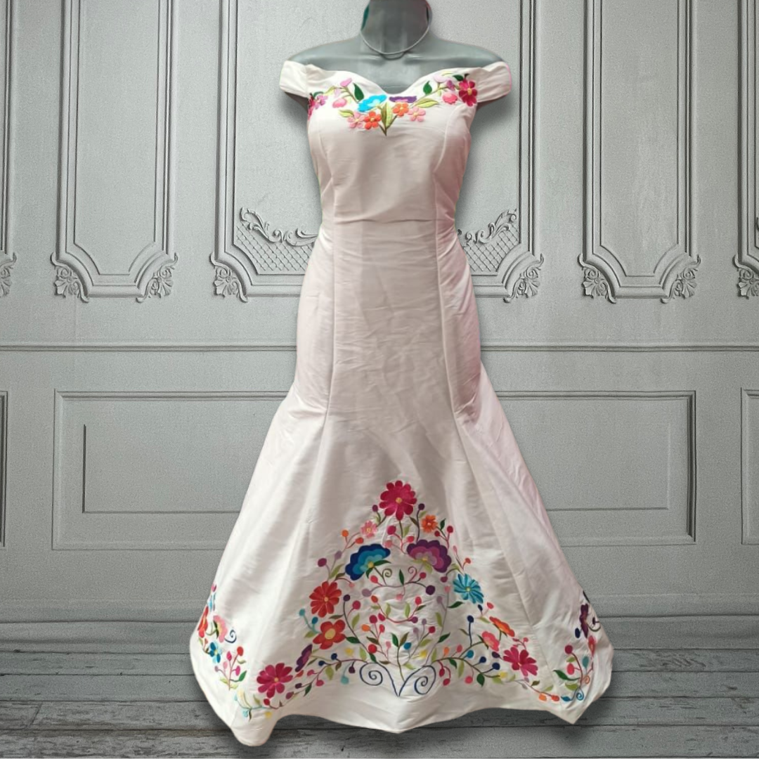 Embroidered Mexican Wedding Dress - Bella