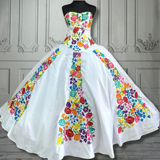 Embroidered Mexican Quinceanera Dress - Princesa