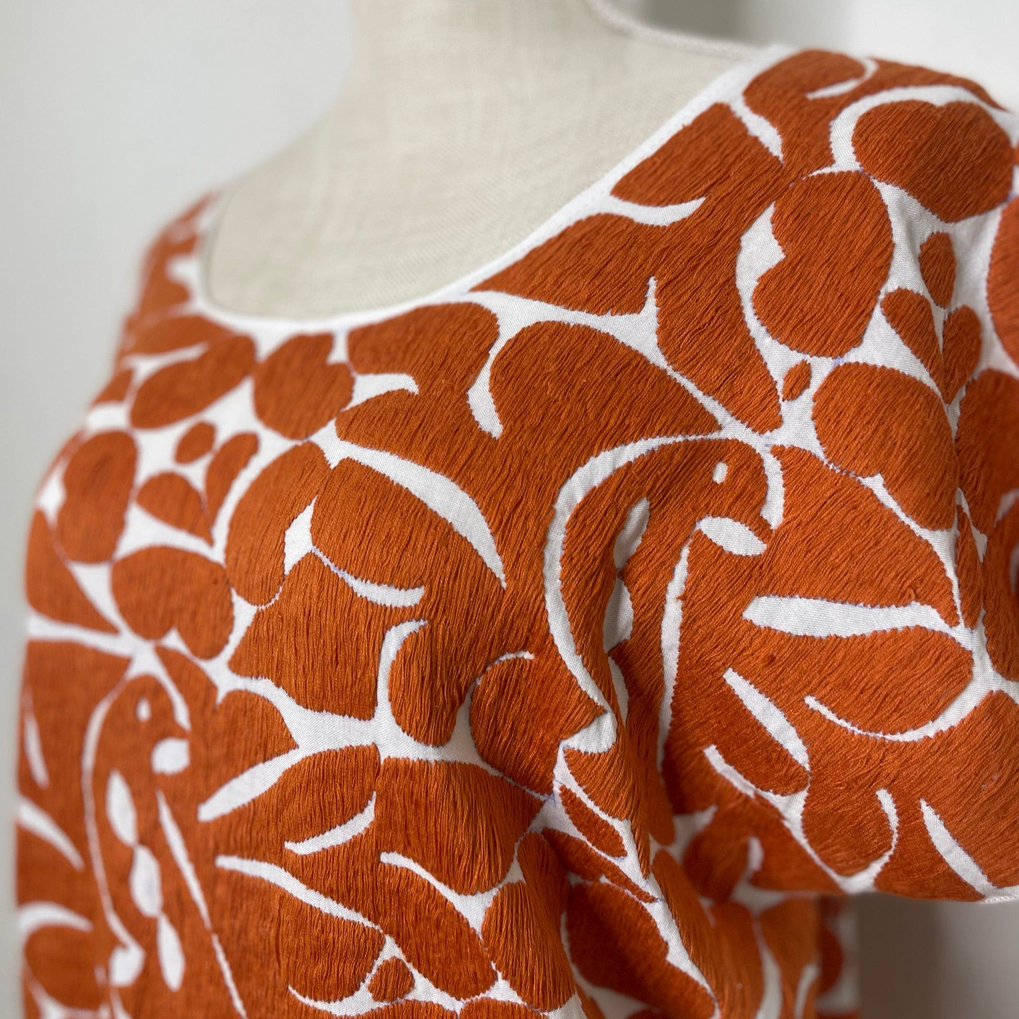 Burnt Orange Embroidered Blouse - Jalapa