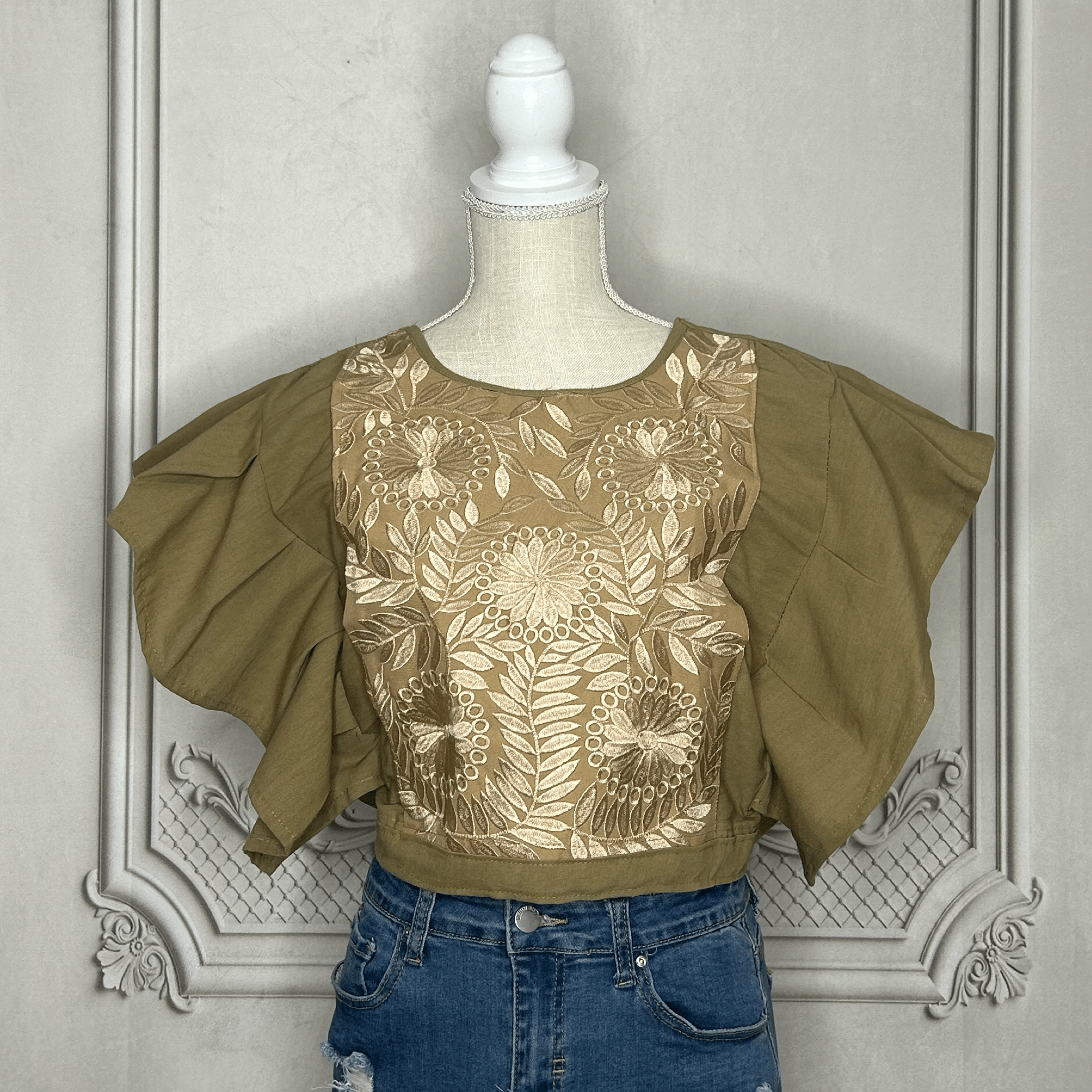 Butterfly Sleeve Mexican Blouse - Rococo Gold Butterfly Sleeve Mexican Blouse - Rococo Gold