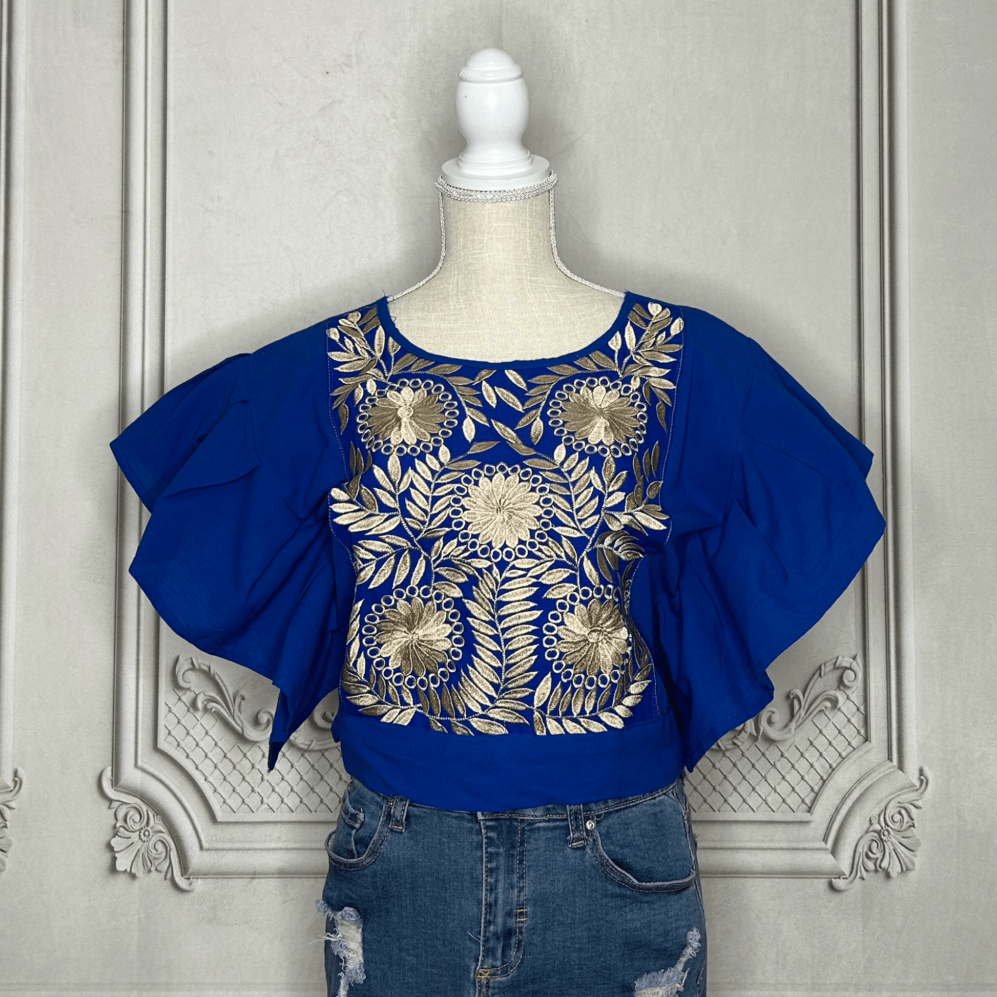 Butterfly Sleeve Mexican Blouse - Rococo Gold Butterfly Sleeve Mexican Blouse - Rococo Gold