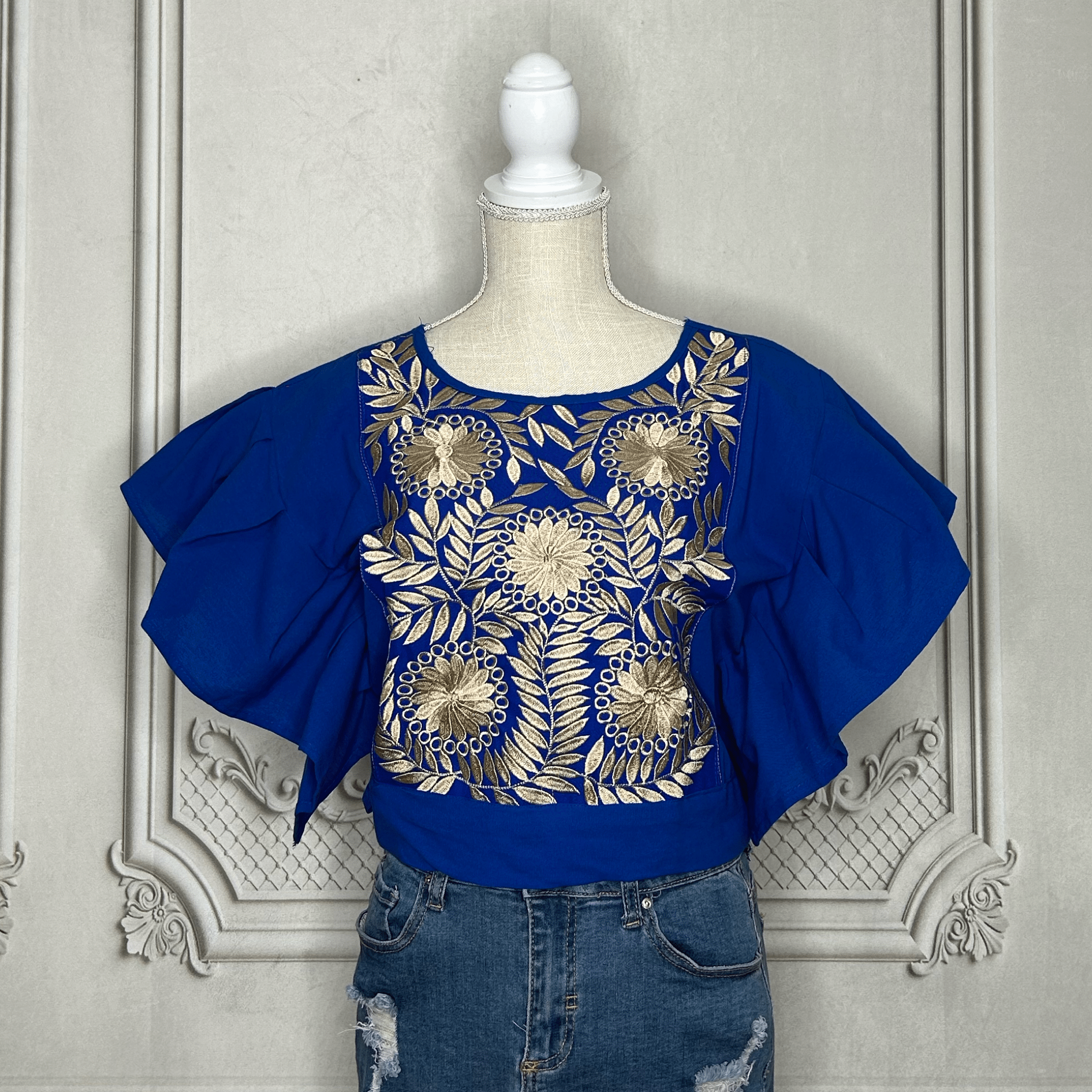 Butterfly Sleeve Mexican Blouse - Rococo Gold Butterfly Sleeve Mexican Blouse - Rococo Gold