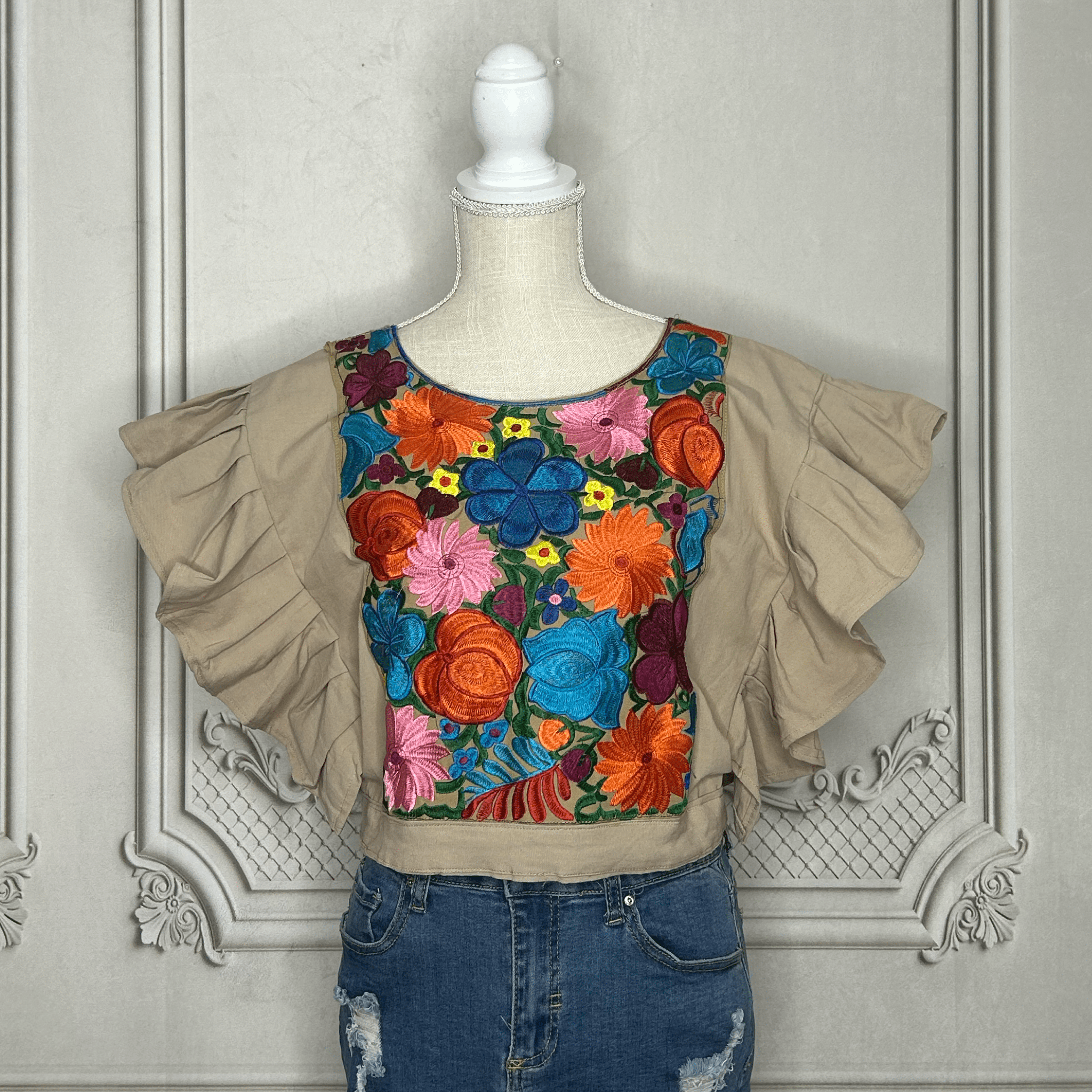 Butterfly Sleeve Mexican Blouse - Zinnia Butterfly Sleeve Mexican Blouse - Zinnia