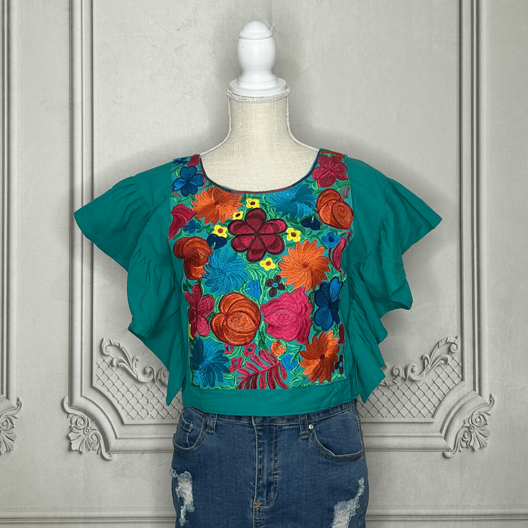 Butterfly Sleeve Mexican Blouse - Zinnia Butterfly Sleeve Mexican Blouse - Zinnia