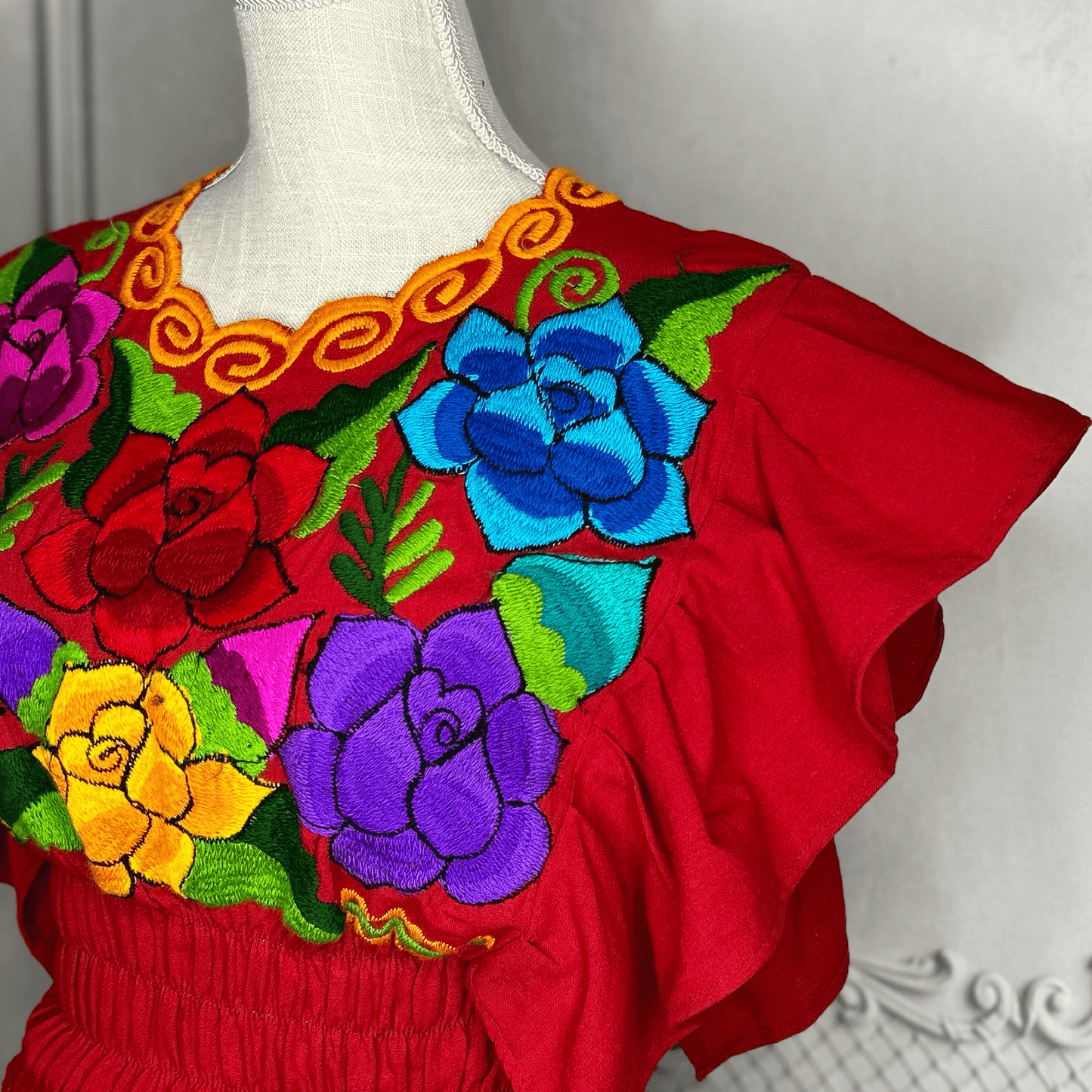 Butterfly Sleeve Mexican Crop Top Zinnia