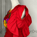 Butterfly Sleeve Mexican Crop Top Zinnia