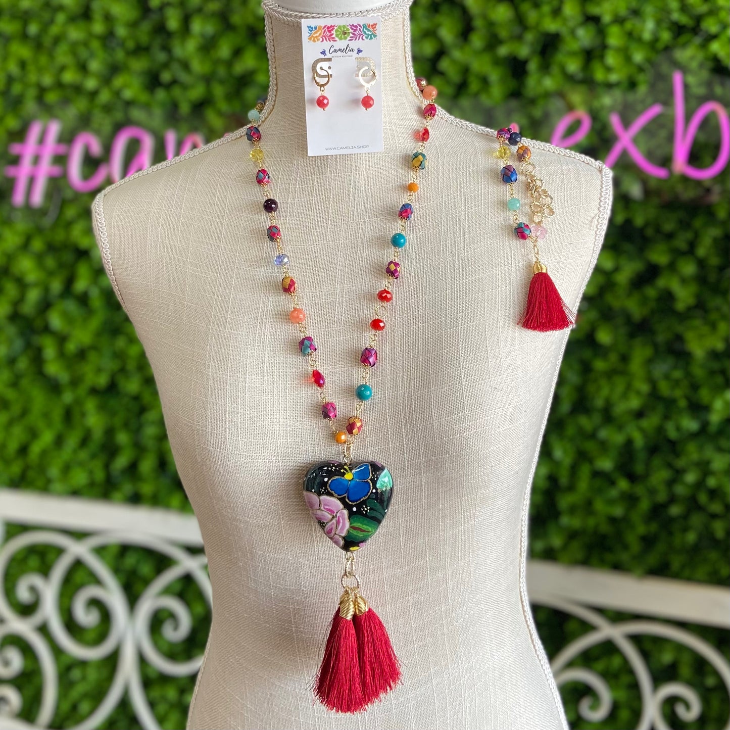 Ceramic Heart Necklace Set - Palm Beads Ceramic Heart Necklace Set - Palm Beads