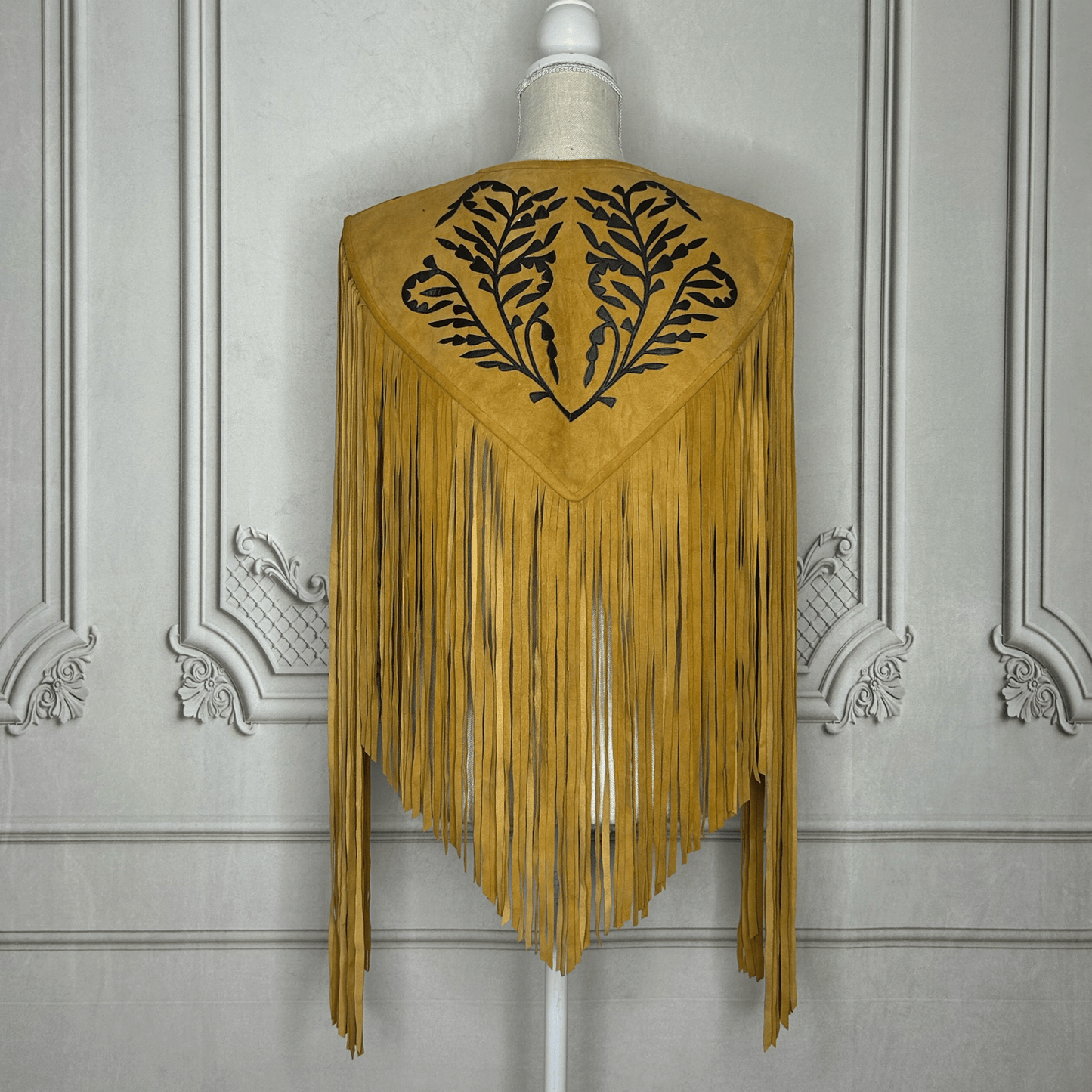 Chalina Tamaulipeca Leather Fringed Cape - Caramel w/ Black Chalina Tamaulipeca Leather Fringed Cape - Caramel w/ Black