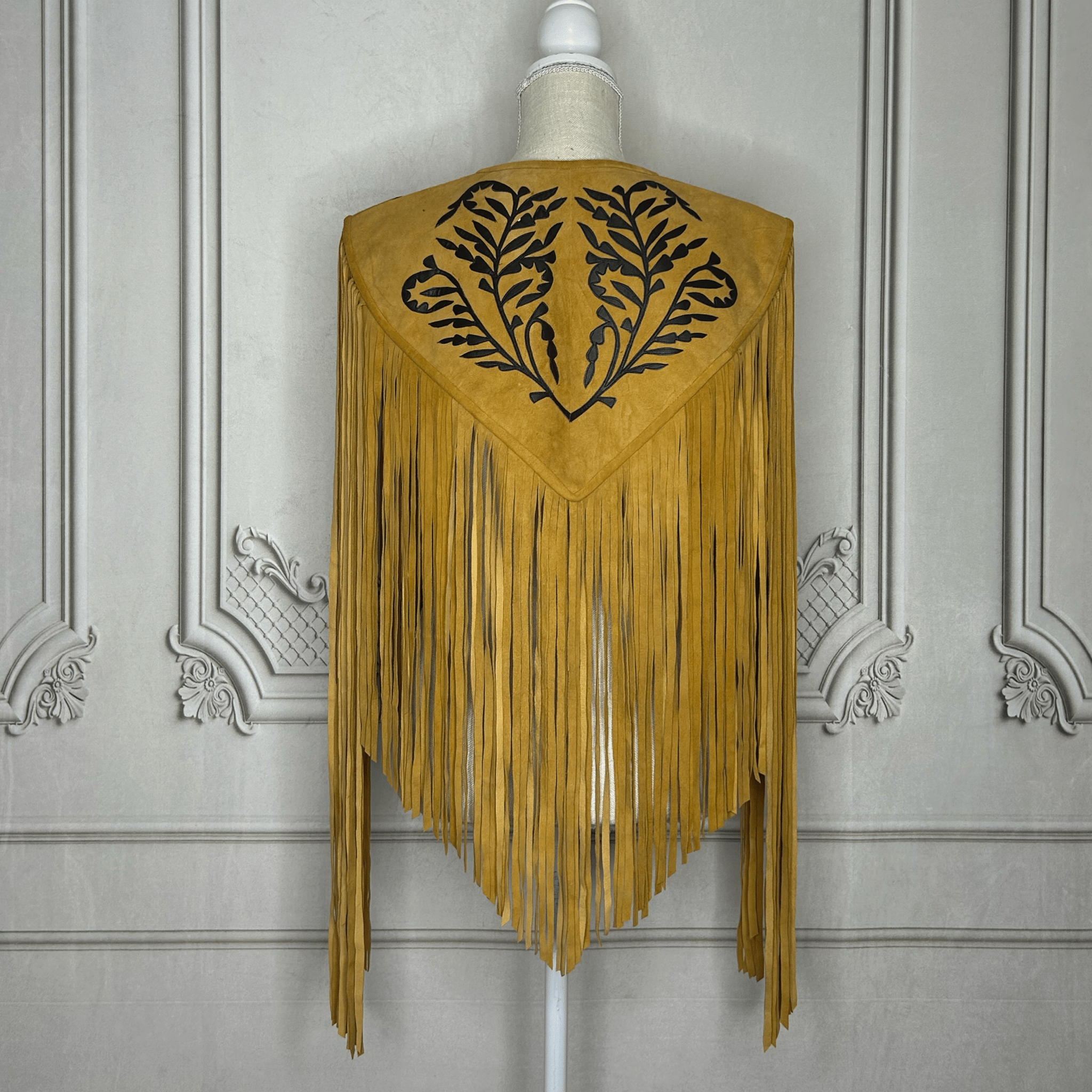 Chalina Tamaulipeca Leather Fringed Cape - Caramel w/ Black Chalina Tamaulipeca Leather Fringed Cape - Caramel w/ Black