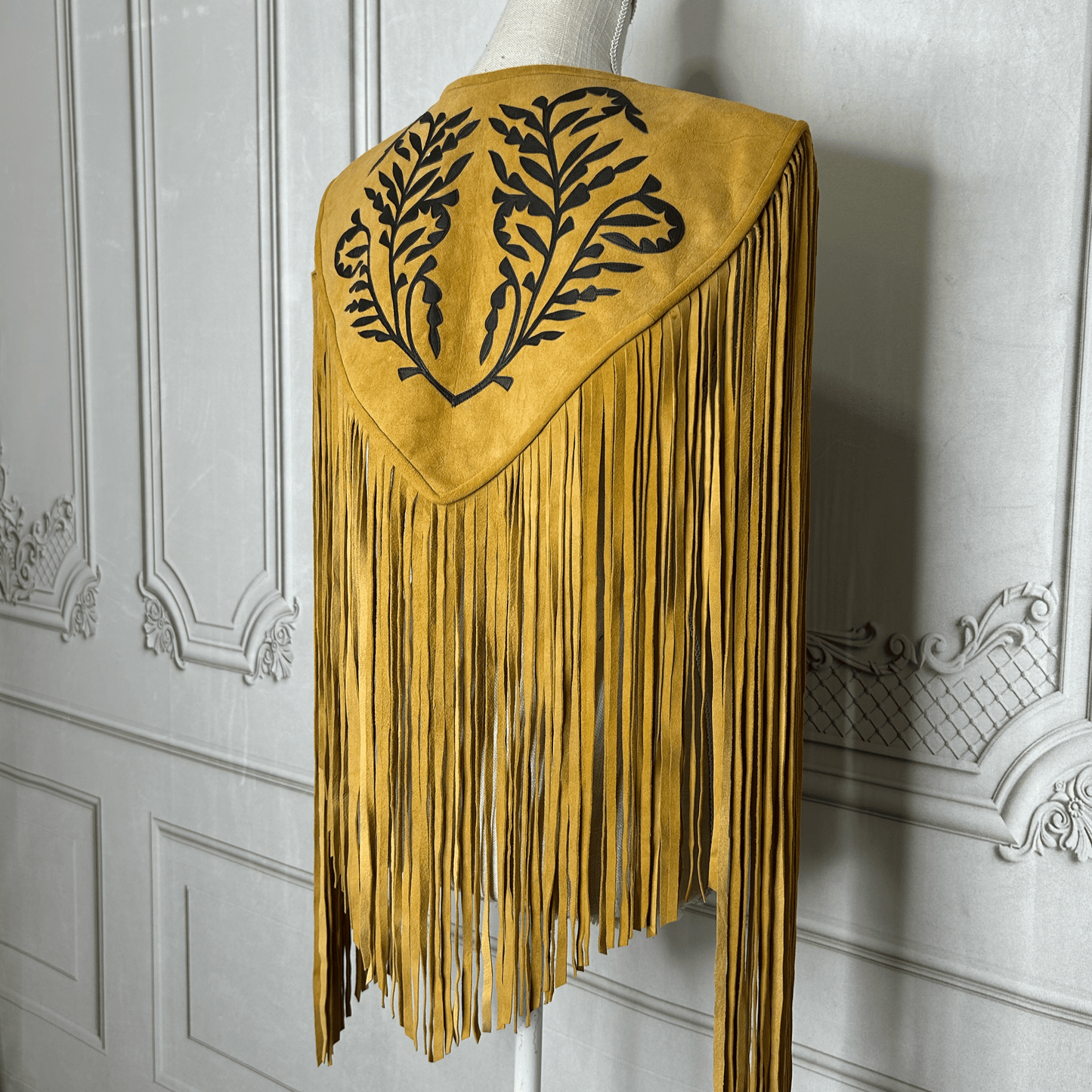 Chalina Tamaulipeca Leather Fringed Cape - Caramel w/ Black Chalina Tamaulipeca Leather Fringed Cape - Caramel w/ Black