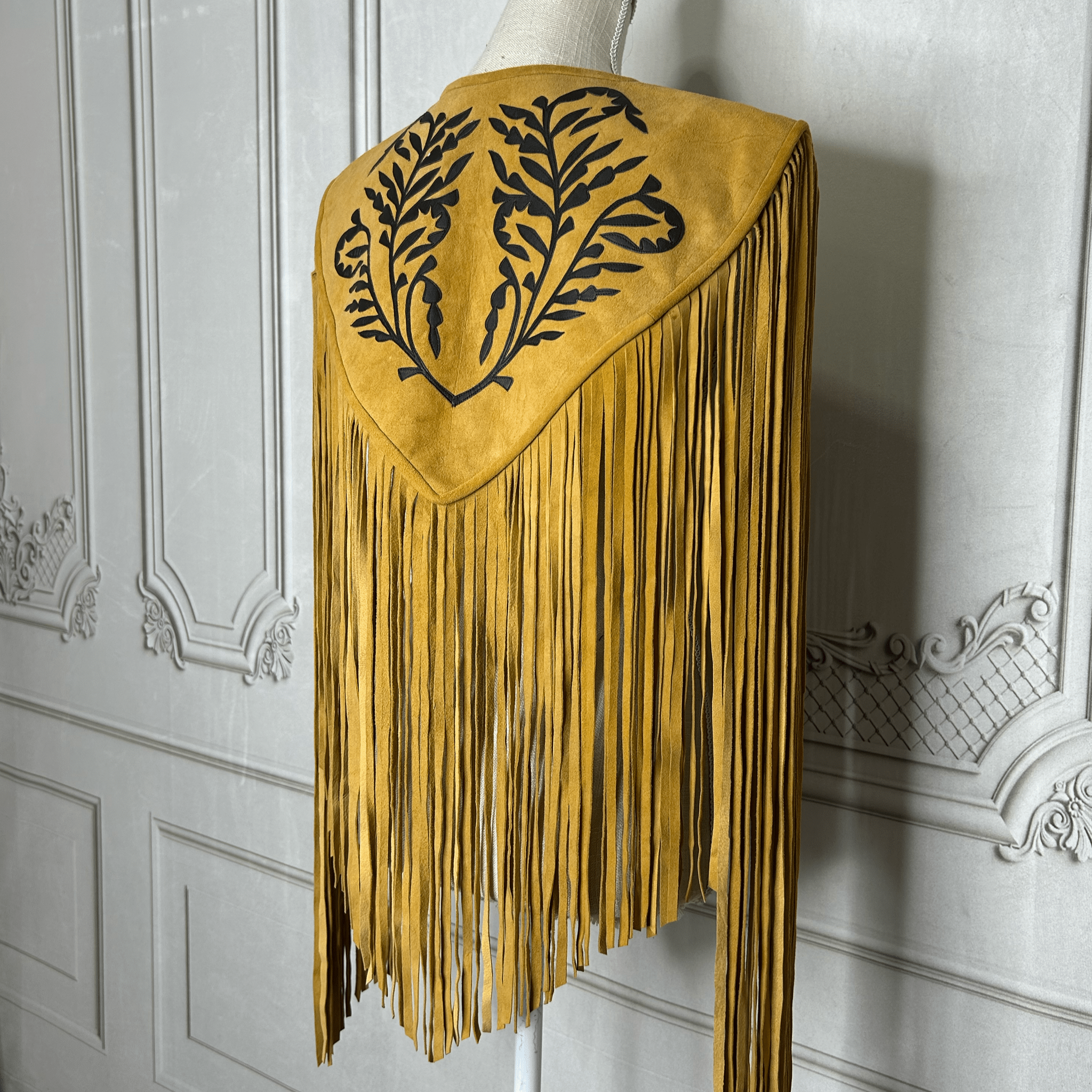 Chalina Tamaulipeca Leather Fringed Cape - Caramel w/ Black Chalina Tamaulipeca Leather Fringed Cape - Caramel w/ Black