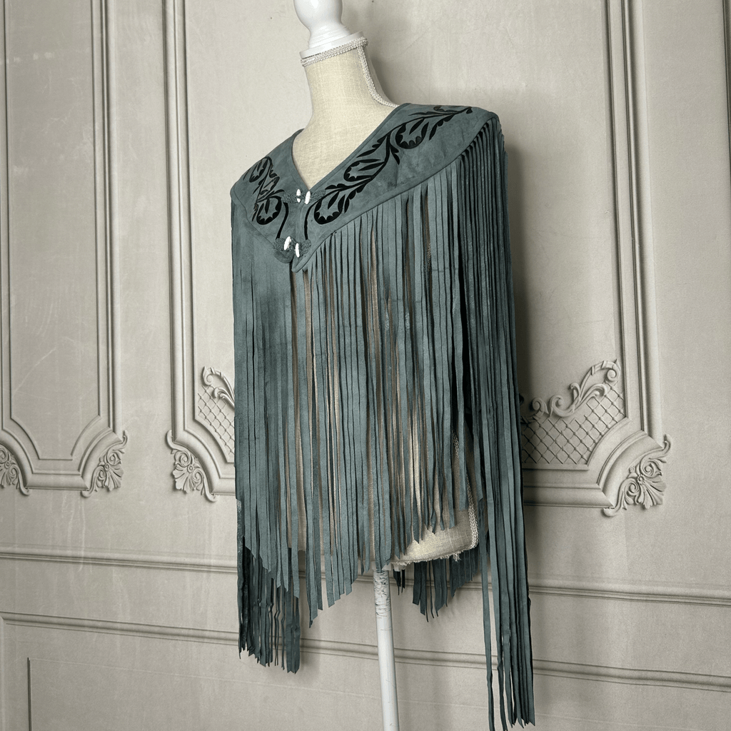 Chalina Tamaulipeca Leather Fringed Cape - Gray w/Black Chalina Tamaulipeca Leather Fringed Cape - Gray w/Black