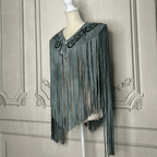 Chalina Tamaulipeca Leather Fringed Cape - Gray w/Black Chalina Tamaulipeca Leather Fringed Cape - Gray w/Black