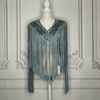 Chalina Tamaulipeca Leather Fringed Cape - Gray w/Black Chalina Tamaulipeca Leather Fringed Cape - Gray w/Black