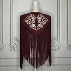 Chalina Tamaulipeca Leather Fringed Cape - Maroon w/ Gold Chalina Tamaulipeca Leather Fringed Cape - Maroon w/ Gold