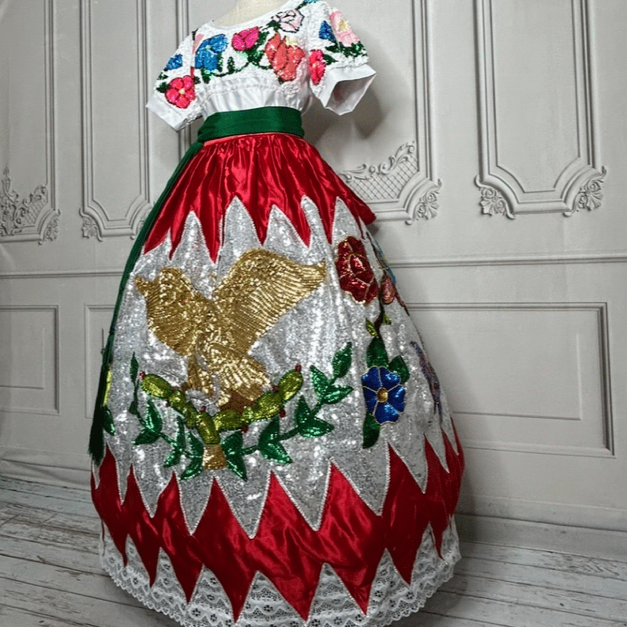 China Poblana Gala Outfit - Roses China Poblana Gala Outfit - Roses