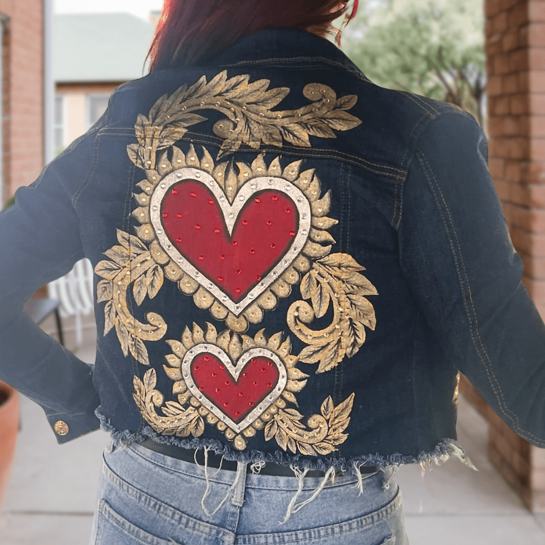 (Copy) Sacred Heart 1  Denim Jacket - Hand Painted (Copy) Sacred Heart 1  Denim Jacket - Hand Painted