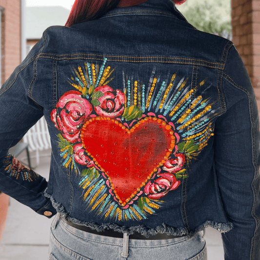 (Copy) Sacred Heart 1  Denim Jacket - Hand Painted (Copy) Sacred Heart 1  Denim Jacket - Hand Painted