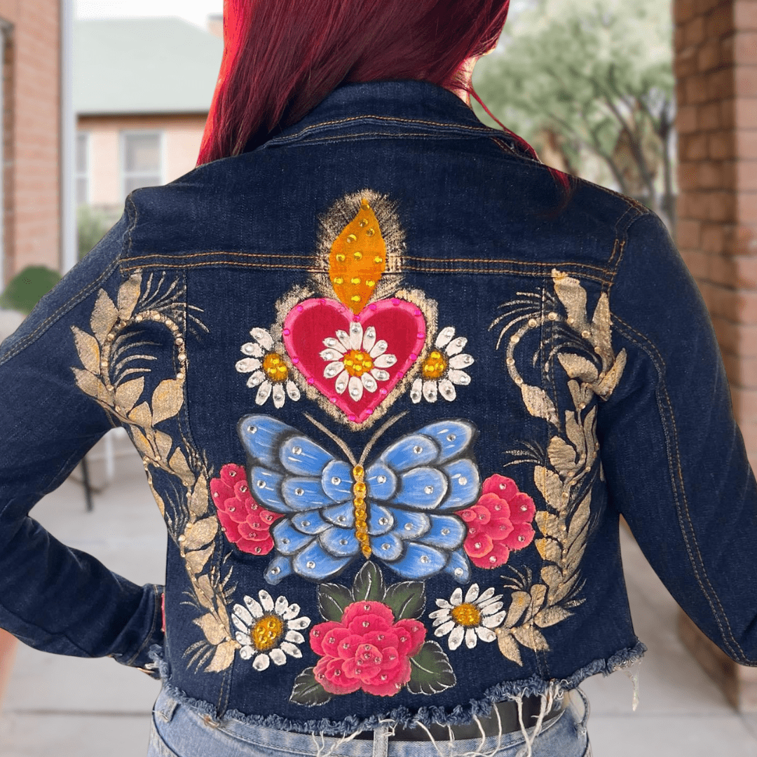 (Copy) Sacred Heart 1  Denim Jacket - Hand Painted (Copy) Sacred Heart 1  Denim Jacket - Hand Painted