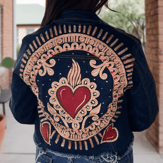 (Copy) Sacred Heart 1  Denim Jacket - Hand Painted (Copy) Sacred Heart 1  Denim Jacket - Hand Painted