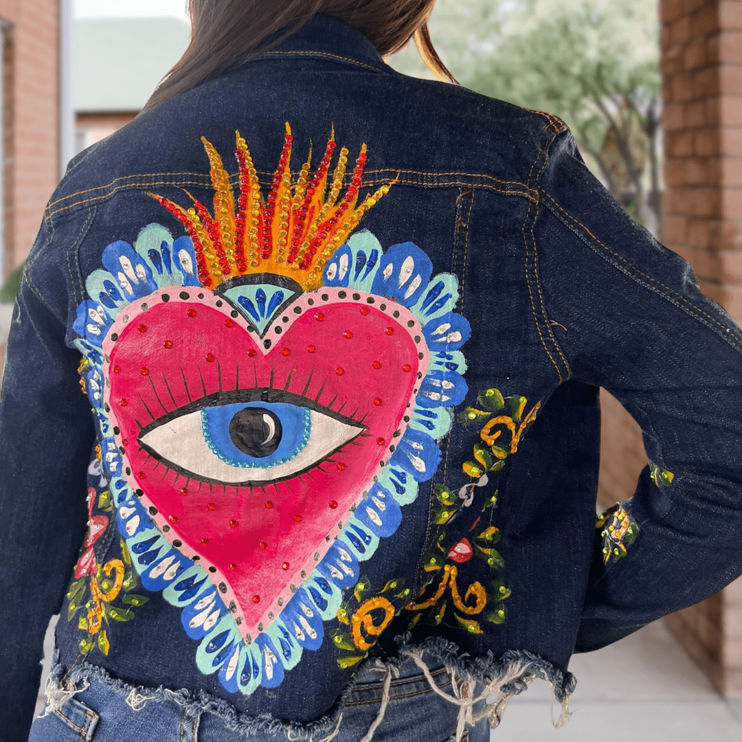 (Copy) Sacred Heart 1  Denim Jacket - Hand Painted (Copy) Sacred Heart 1  Denim Jacket - Hand Painted