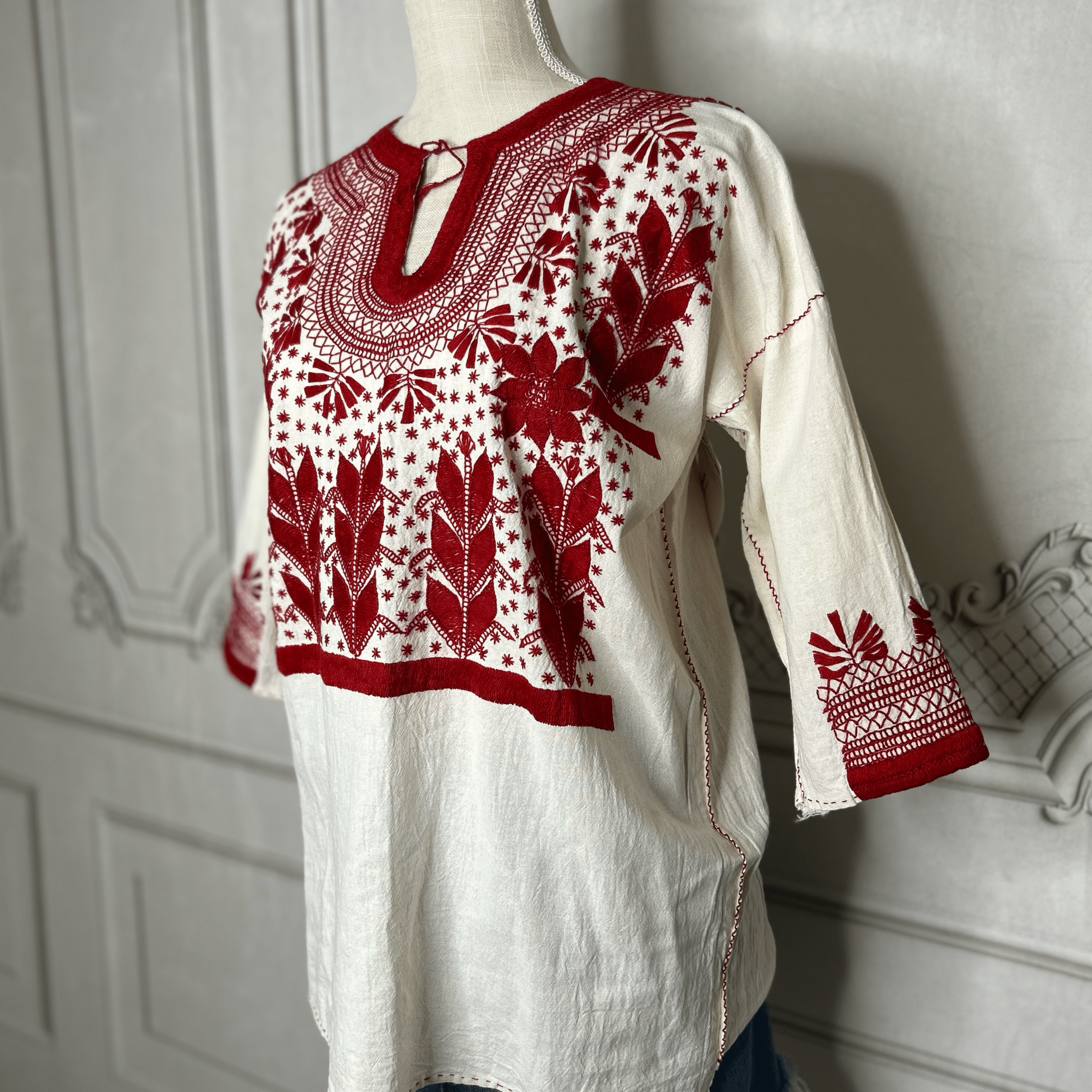 Corn Motif Mexican Blouse 3/4 Sleeve Corn Motif Mexican Blouse 3/4 Sleeve